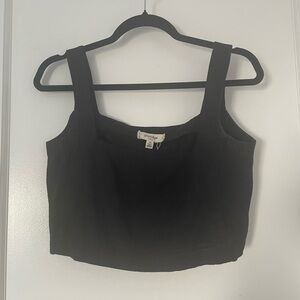 Black Linen Crop Top